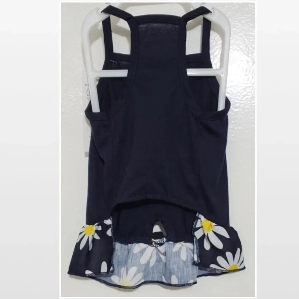 New Dress Animal Dog Small Blue White Yellow Flowers Peace Nature NWT